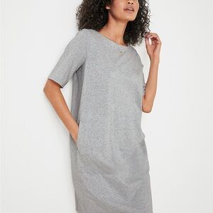 Eileen Fisher Organic Cotton Speckled Knit T Shirt Dress XXS 4 6